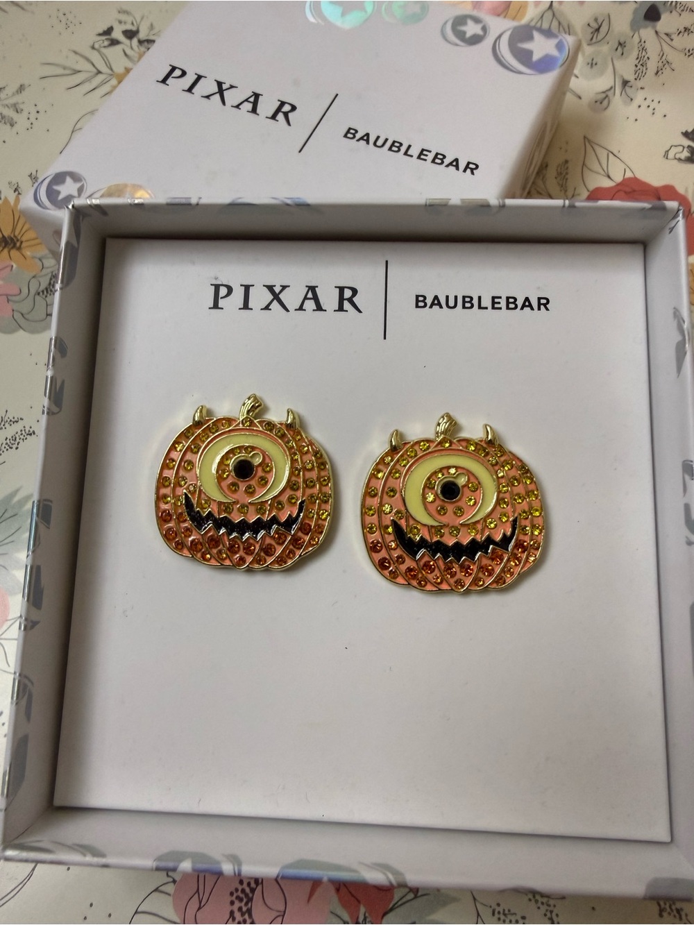 BaubleBar Orange and Gold Pumpkin Stud Earrings